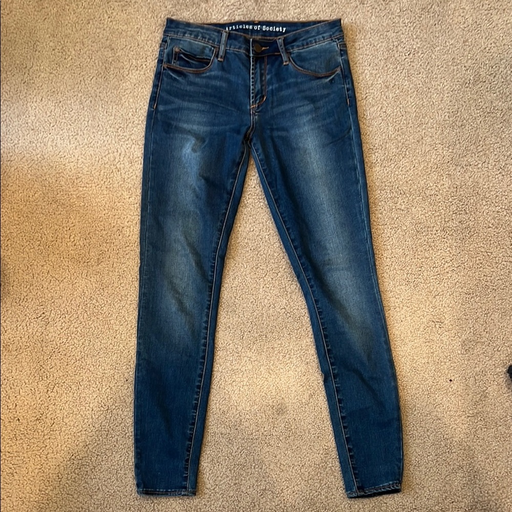 Articles of Society Skinny Blue Jeans with Tapered Fit
